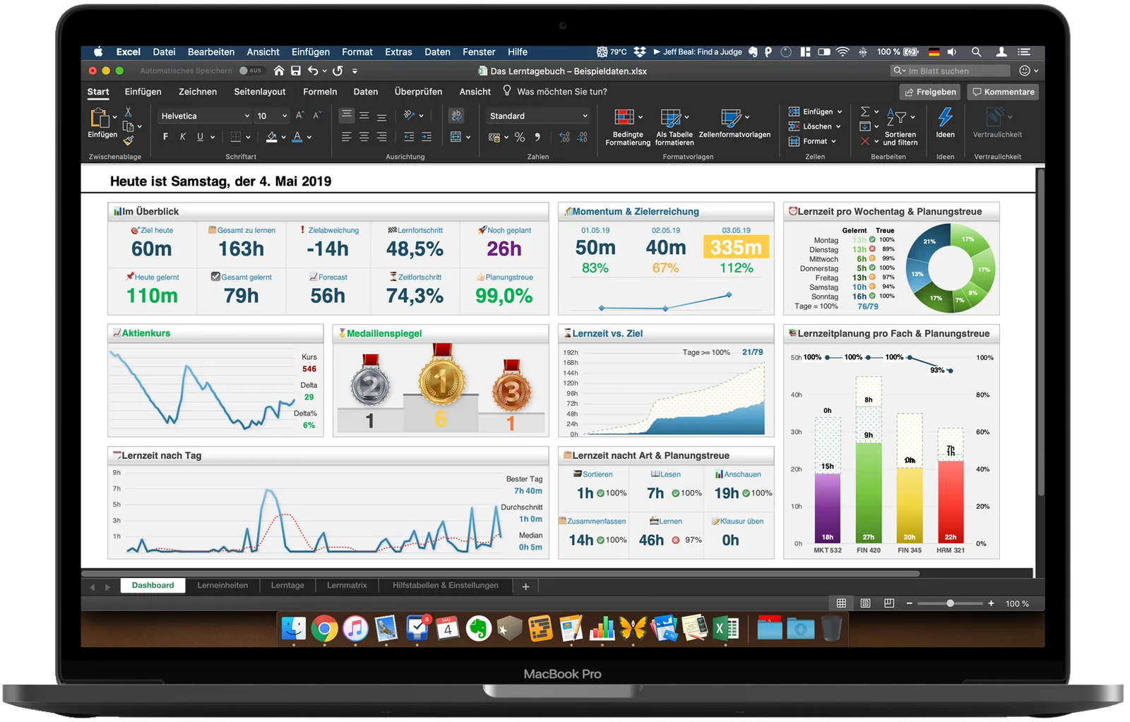 Das Lerntagebuch-Dashboard auf einem MacBook